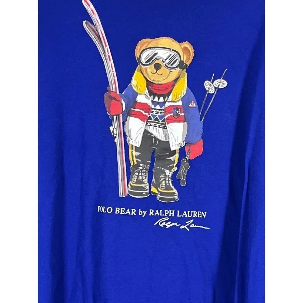 Ralph Lauren Bear Tshirt 14 Jersey Long Sleeve Graphic Preppy Old Money Classic